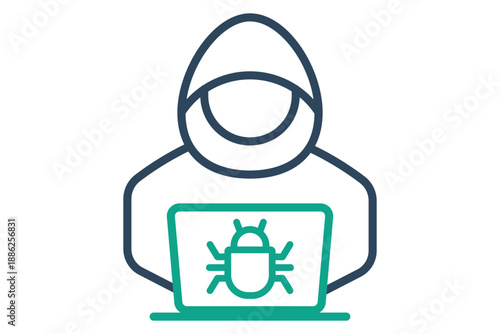 Cyber crime icon. line icon style. icon related to technology. IT support elements vector illustration