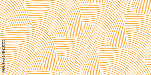 Yellow instant noodle, pasta and spaghetti texture with geometric wavy lines. Ramen, pasta vector pattern. Background abstract food illustration