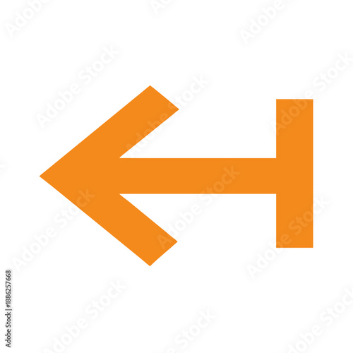 Single arrow symbol icon, indicating direction or action, flat design with solid orange color on white background.