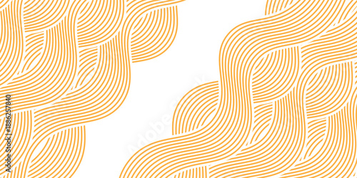 Yellow instant noodle, pasta and spaghetti texture with geometric wavy lines. Ramen, pasta vector pattern. Background abstract food illustration