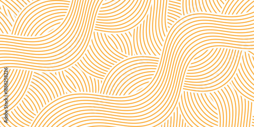 Yellow instant noodle, pasta and spaghetti texture with geometric wavy lines. Ramen, pasta vector pattern. Background abstract food illustration