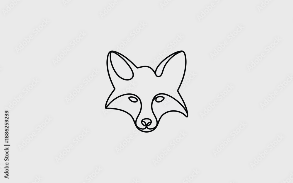 Obraz premium Simple One Line Drawing of a Fox Head Minimalist Animal Logo