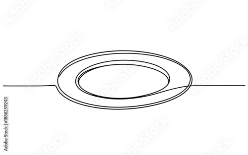 One Line Drawing of a Ceramic Plate Minimalist Kitchen Tableware Art