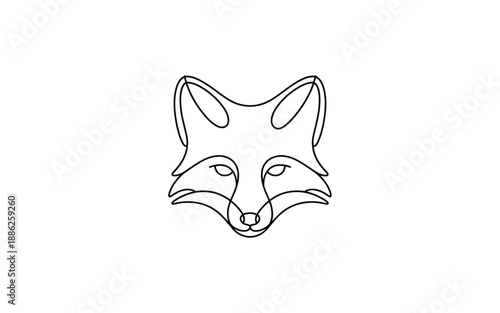 Modern Continuous Line Art Illustration of a Fox Head Mascot