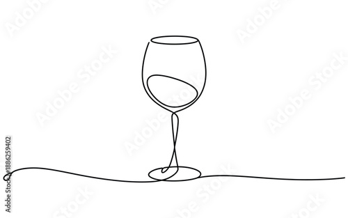 Simple Wine Glass Goblet Line Art Drawing for Minimalist Decor