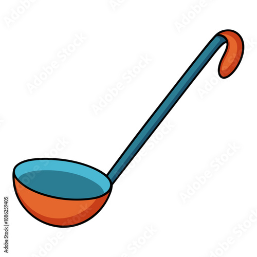 Blue and orange ladle