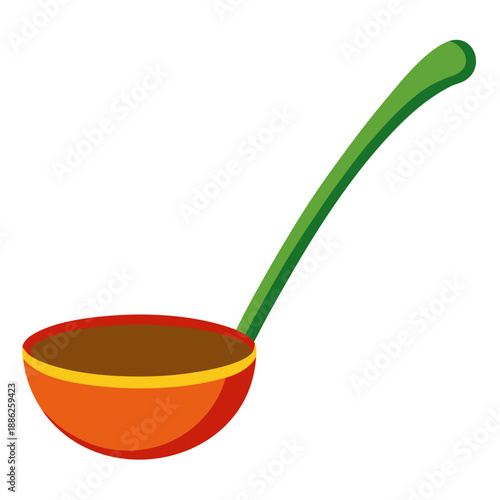 Vibrant ladle with green handle