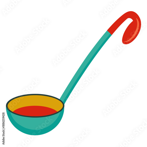 Colorful ladle with red sauce