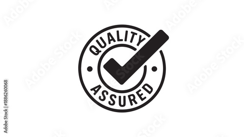 Quality Assured Stamp with Checkmark in Black and White for Official Documents