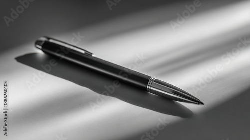 Wallpaper Mural ballpoint. An elegant pen resting on a smooth surface with minimalist composition and subtle shadows. lifestyle magazines, social media lookbooks, designed for influencer and brand collaborations. Torontodigital.ca
