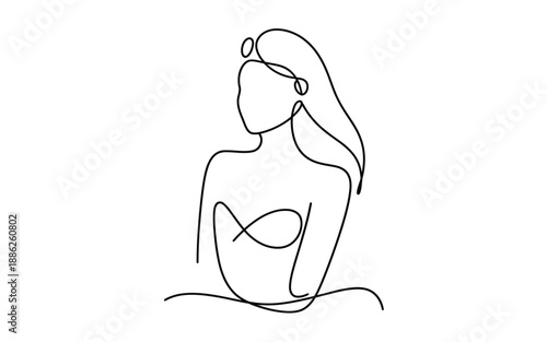 One line drawing of a woman wearing a bikini or swimsuit