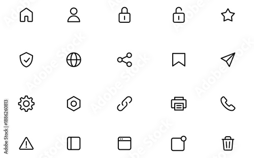 ホームページ、UI、ユーザーインターフェイスの編集可能なビジネスラインアイコン1