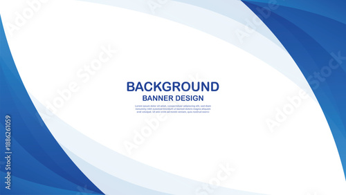 Blue abstract banner background with smooth curves and clean white copy space