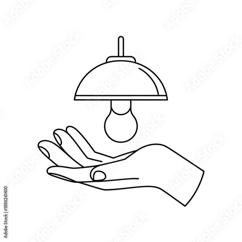 Hand holding a lamp with a light bulb