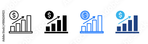 Economic Purpose icon set multiple style collection