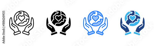 Social Contribution icon set multiple style collection
