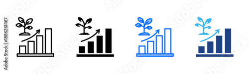 Growth Mission icon set multiple style collection