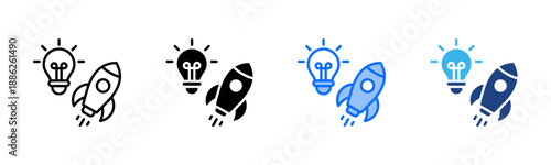 Innovation Mission icon set multiple style collection
