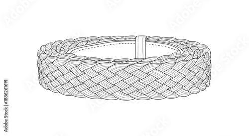 Elegant braided belt with intricate pattern isolated on white background showcasing detailed texture and craftsmanship