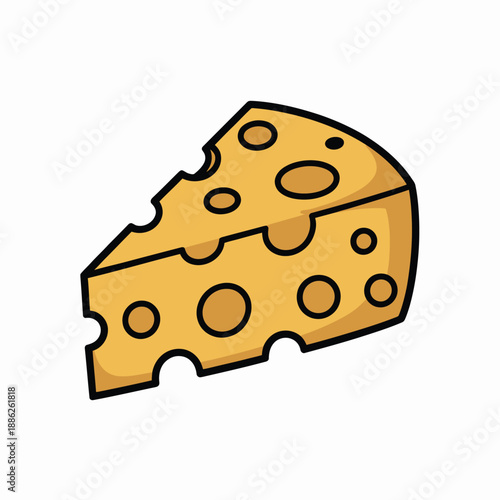 A piece of yellow cheese with holes