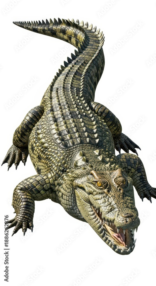 Fototapeta premium Detailed Crocodile Illustration with Textured Skin and Sharp Claws.