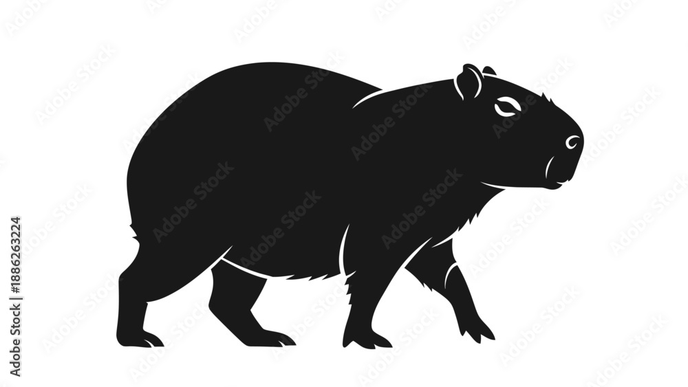 Obraz premium Elegant capybara silhouette illustration, a majestic rodent with its distinctive features perfect