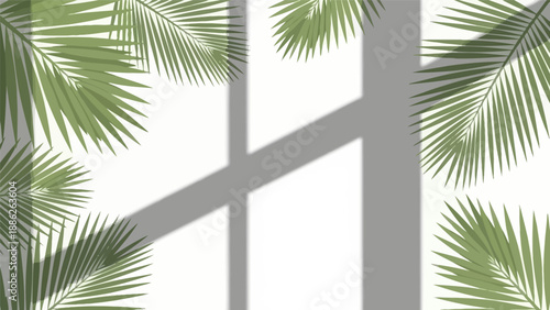 Palm Fronds Surrounding Window Frame.
