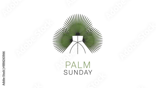 Palm Sunday Illustration with Green Palm Leaves.
