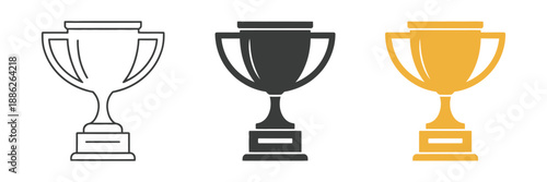 Trophy cup icon, vector illustration with line, fill, and color styles, symbol of achievement for graphic and web design.