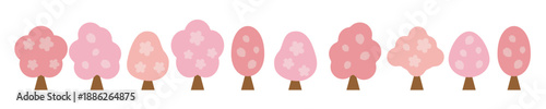 かわいい桜の木のベクターイラストセット。