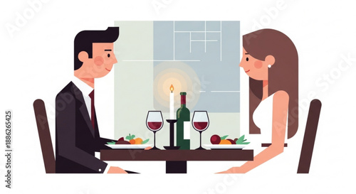 Couple on romantic candlelit dinner date at restaurant table