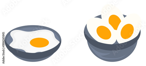 Vector isolated food items of egg meal
