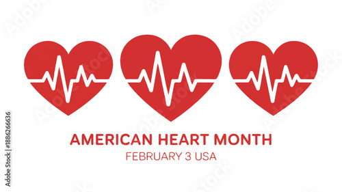 USA Heart Month Vector Graphic - February Health Awareness Campaign