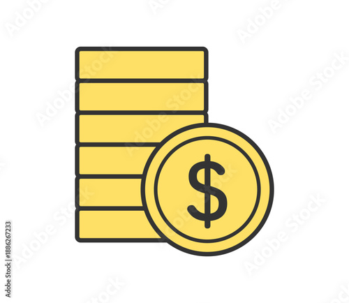 積まれたコインのイラスト　ベクター