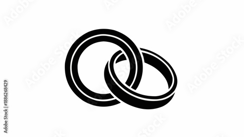 Two interlocking wedding rings symbolizing union and commitment.