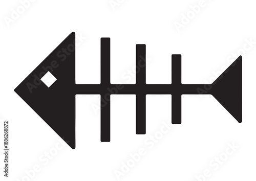 Berikut adalah metadata untuk gambar terbaru Anda (Ikon Tulang Ikan Geometris):

Title (English)
Minimalist geometric fish bone silhouette icon, simple black fish skeleton with square eye for seafood,