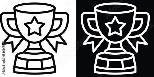 trophy Two-tone version in black and white background