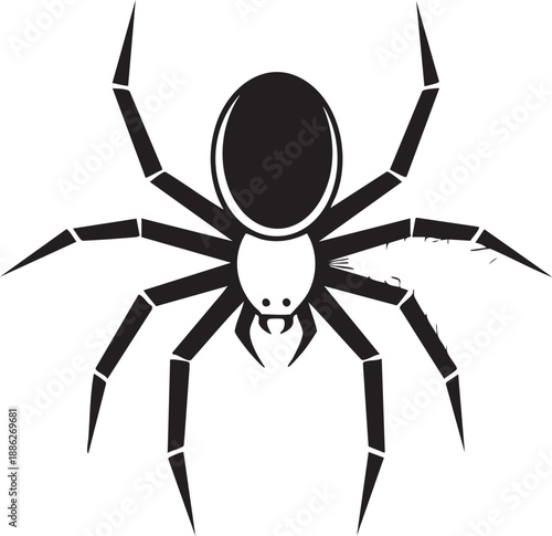 halloween spider's web vector. black spider on white background. danger insect. horror banner, scary poster. cobweb isolated decoration stock illustration. october holiday flyer mockup mock up