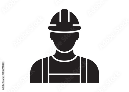 Construction Worker Icon, Editable Solid Vector Illustration