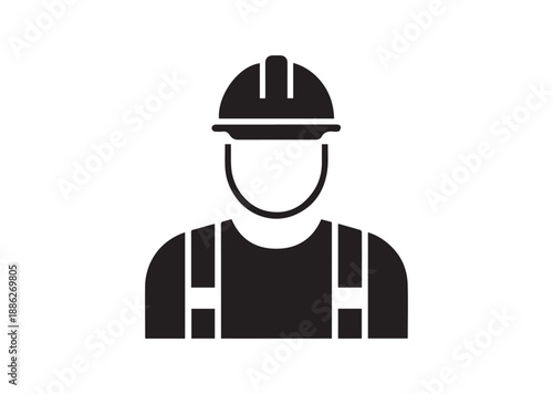 Construction Worker Icon, Editable Solid Vector Illustration