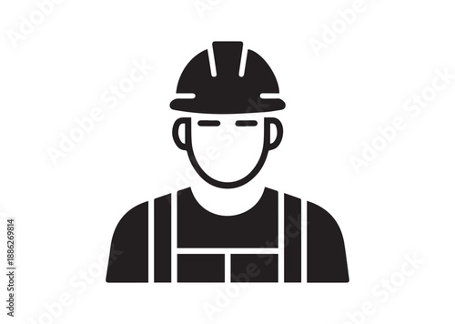 Construction Worker Icon, Editable Solid Vector Illustration