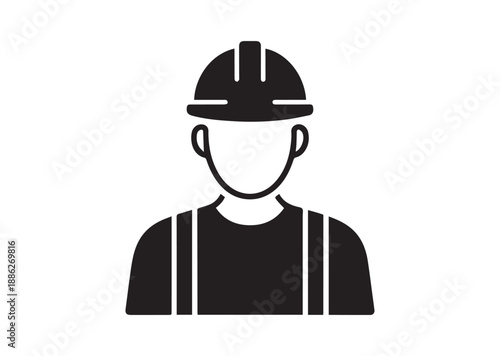 Construction Worker Icon, Editable Solid Vector Illustration