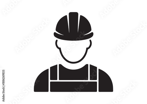 Construction Worker Icon, Editable Solid Vector Illustration