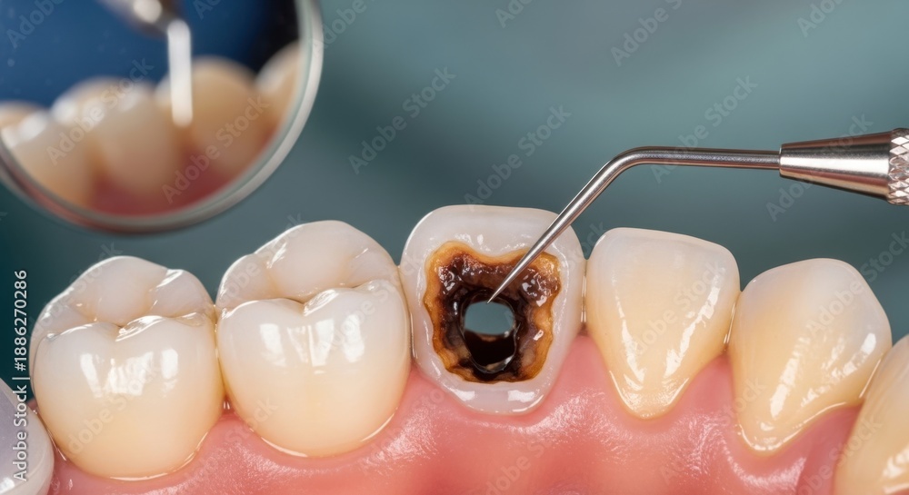 © tafazzal - Dental tool cleaning tooth cavity