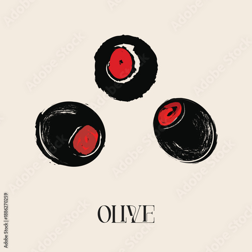 Modern Abstract Olive Fruit Geometric Art Print