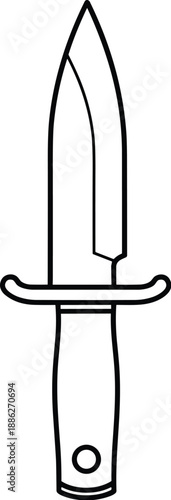 Simple line drawing of a dagger with a pointed tip and guard, isolated on a plain background