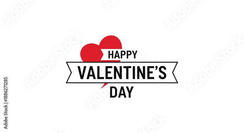 A simple valentine s day graphic featuring a red heart and stylized text within a rectangular frame high quality