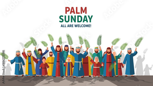 Palm Sunday Celebrants with Palm Branches.
