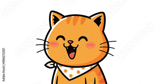 Cartoon cat smiling happy isolated