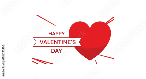 A simple valentine s day graphic features a bright red heart a speech bubble and red lines high quality